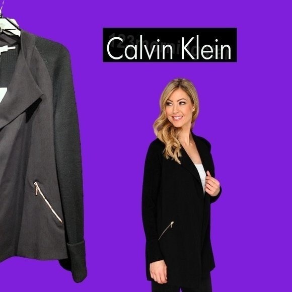 Calvin Klein NEW Quiet Luxury Wool Blend Open-front Sweater-coat Jacket XL - Picture 4 of 11